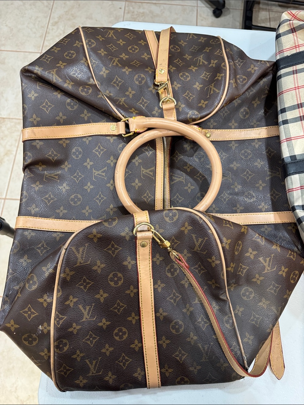 Louis Vuitton Monogram Canvas Travel Duffel with Natural Leather Trim